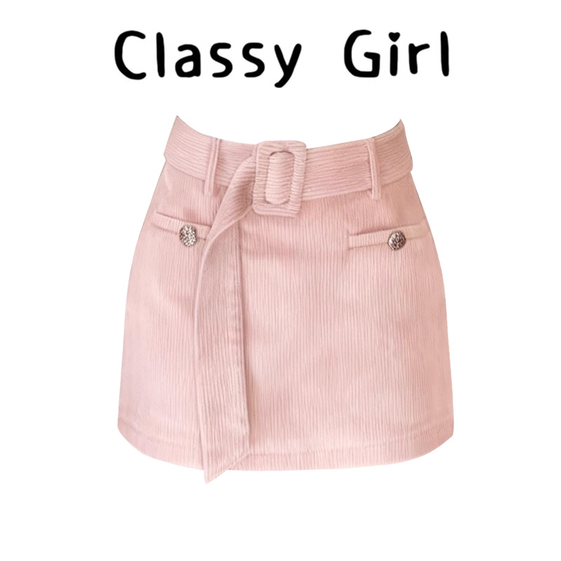 秋冬辣妹小众高腰灯芯绒半身裙