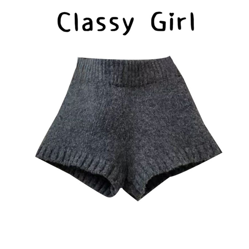 灰色简约高腰毛呢阔腿裤女2026秋冬季显瘦百搭气质松紧腰针织短裤,女装/女士精品,大码裤装,淘宝优惠券,粉丝福利购,淘宝优惠卷