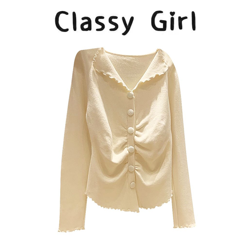 早秋韩系显瘦气质设计感针织上衣