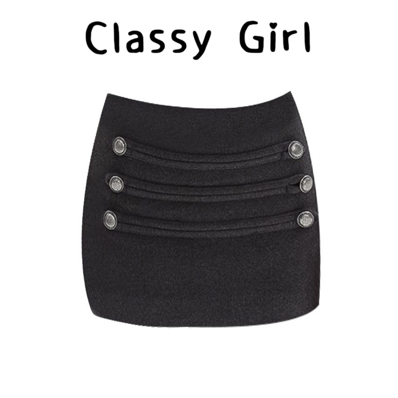 秋冬经典重工设计感休闲半身短裙