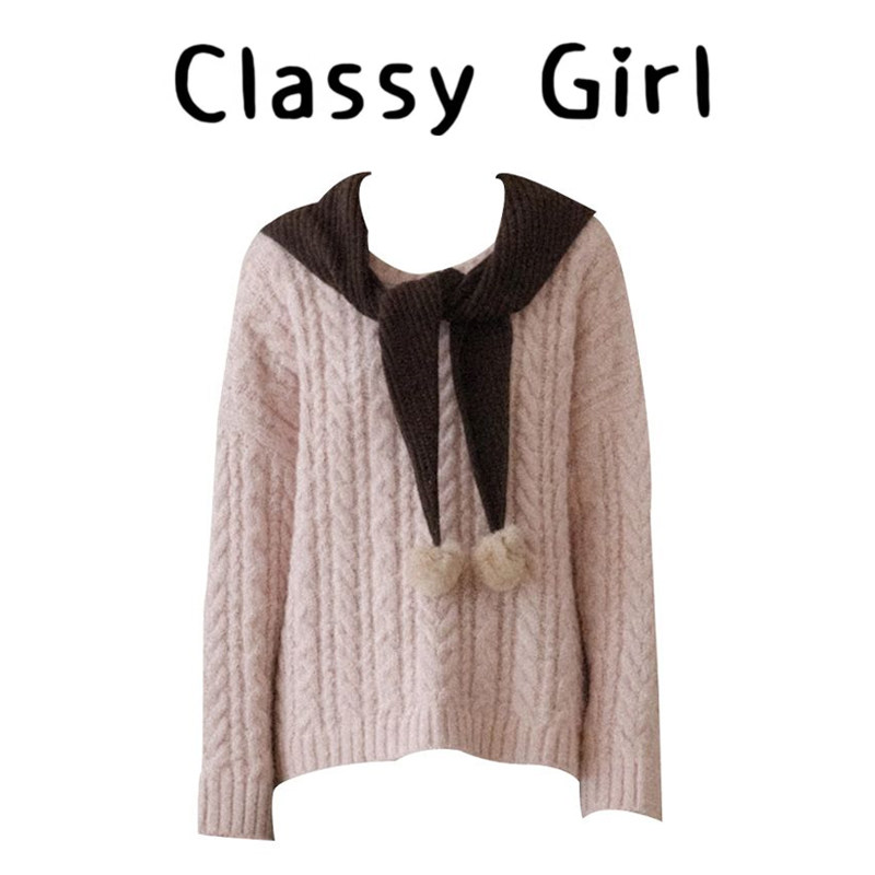 秋冬新款慵懒风针织披肩上衣毛衣