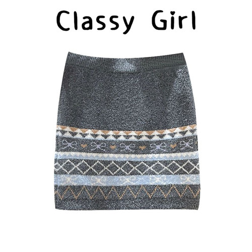 秋冬慵懒风刺绣加厚小个子半身裙