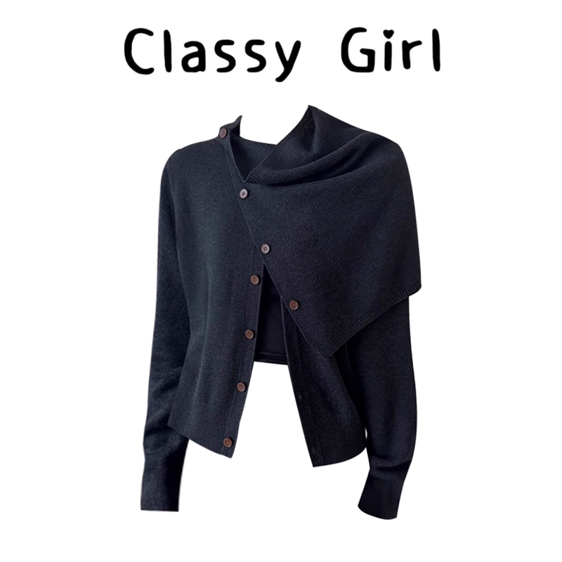 秋冬法式复古两件套针织开衫毛衣