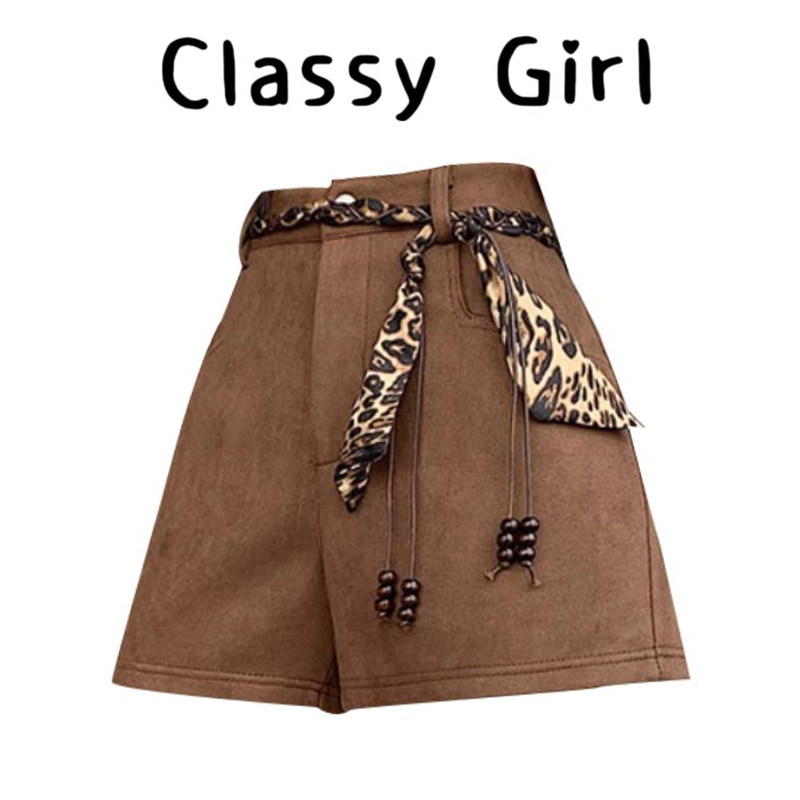 秋冬美拉德美式辣妹显瘦A字短裤