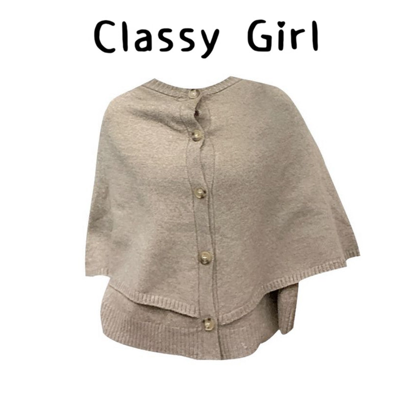 Classy girl 千金风斗篷秋冬温柔贵气设计感气质圆领针织毛衣外搭,女装/女士精品,常规大码外套,淘宝优惠券,粉丝福利购,淘宝优惠卷