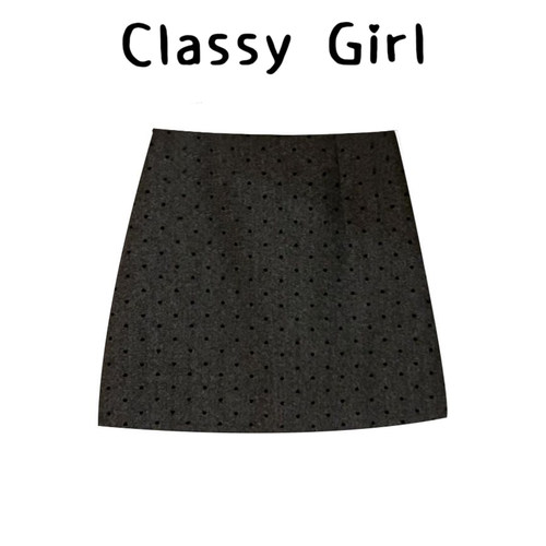 秋冬波点显瘦气质包臀A字半身裙