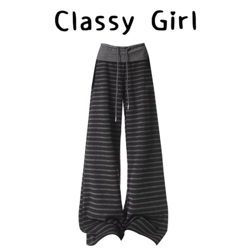 春夏百搭设计感拖地阔腿休闲裤子