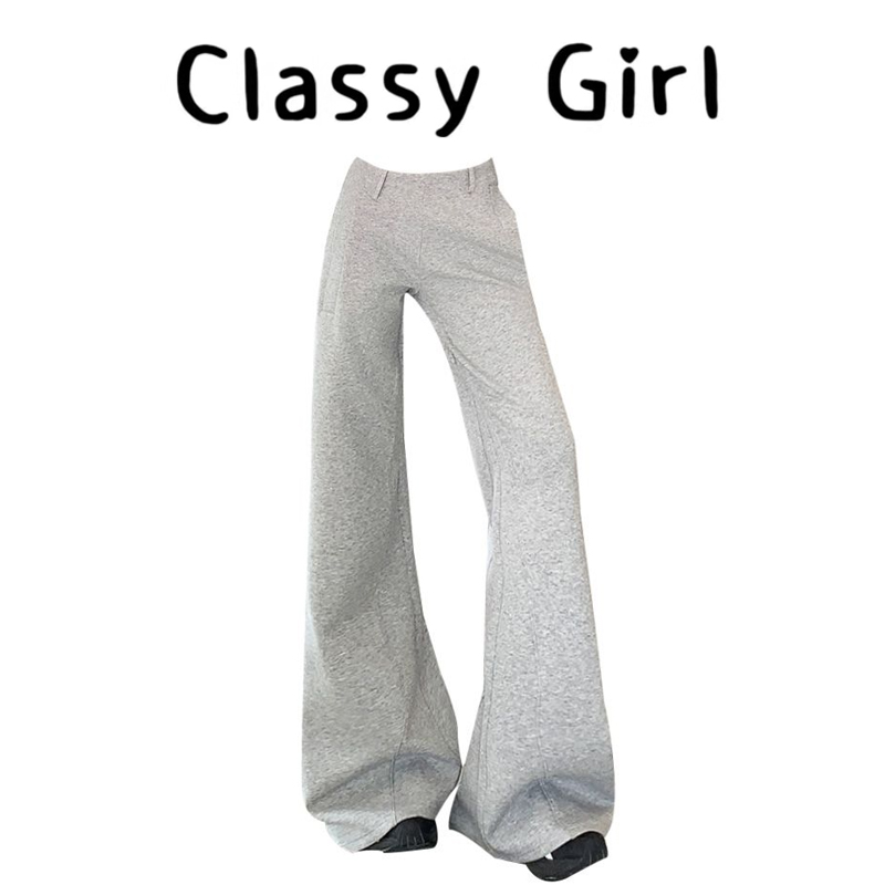 秋冬美式低腰垂感直筒休闲微喇裤