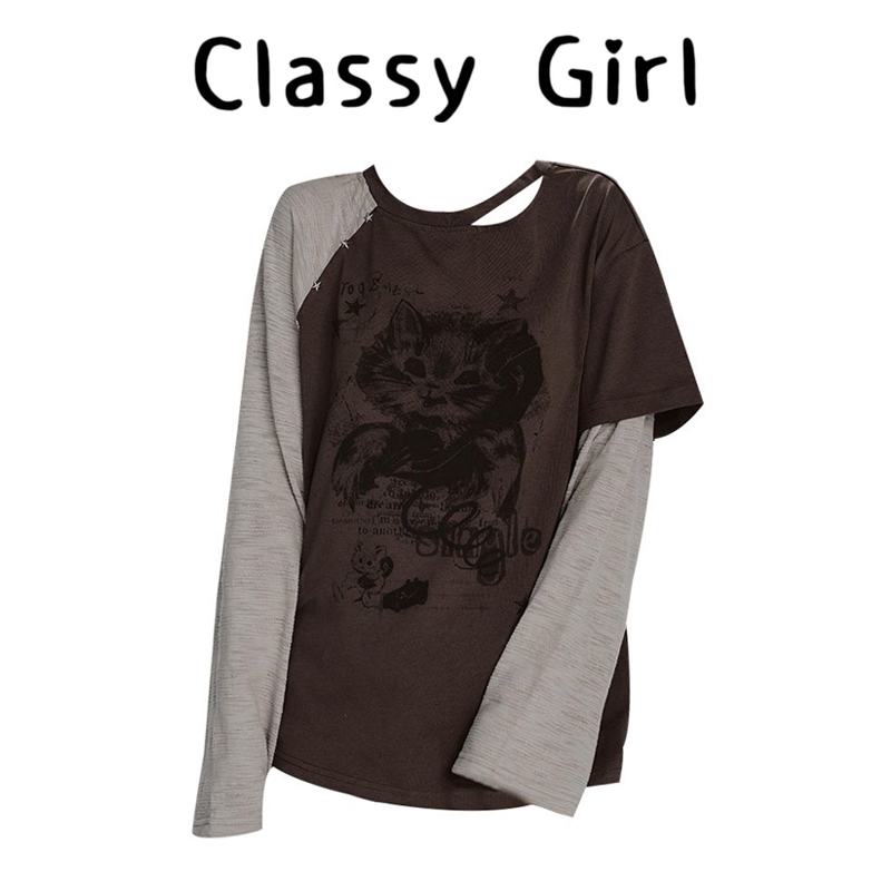 秋冬美式复古假两件设计感上衣