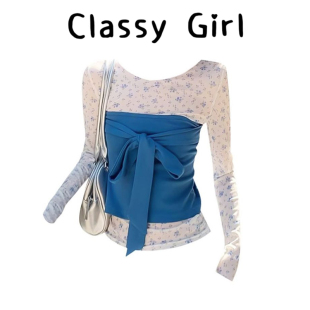 韩系气质蝴蝶结纯欲蓝色抹胸吊带背心女春夏新款 设计感露肩小上衣