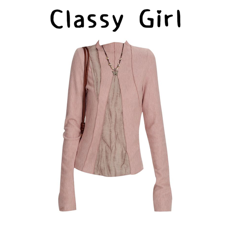 秋冬美式复古辣妹修身t恤上衣