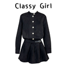 Classy girl 麂皮绒黑色连衣裙秋冬季穿搭千金感巨好看收腰短裙