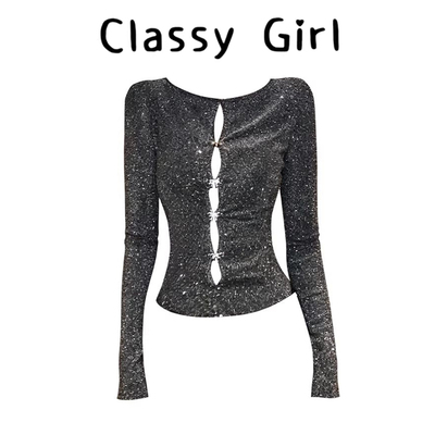 秋冬显瘦气质氛围感烫钻显瘦上衣