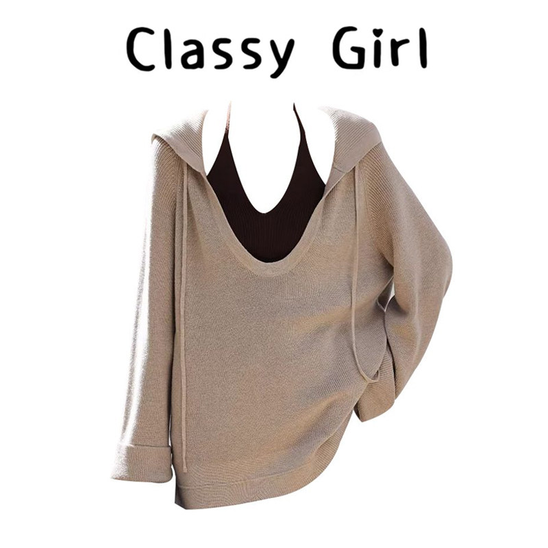 Classy girl 燕麦双芯 早春懒人针织挂脖吊带背心连帽衫两件套装,女装/女士精品,大码套装,淘宝优惠券,粉丝福利购,淘宝优惠卷