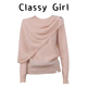 春季 Classy 上衣女装 设计感不规则披肩领针织衫 宽松羊毛毛衣 girl