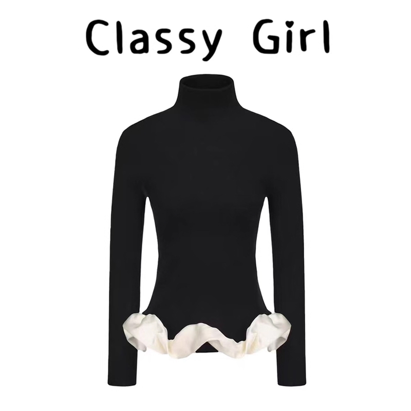 秋冬修身高领针织衫设计感上衣