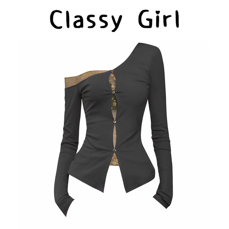 秋冬辣妹小众时尚复古蕾丝上衣