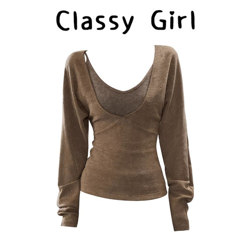 冬季美式辣妹吊带针织衫两件套