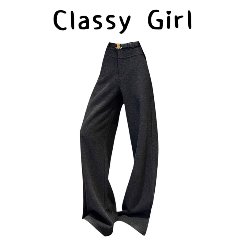 秋冬加绒显瘦设计感直筒西装裤子