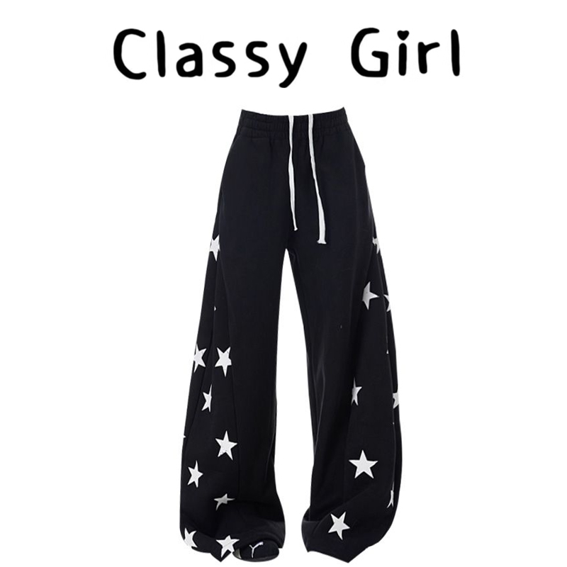 美式复古撞色星星弯刀卫裤