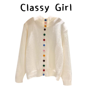 秋冬季 女2025新款 设计感宽松毛衣外套上衣 针织开衫 高领保暖长袖