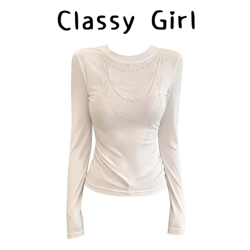 Classy girl 莫代尔珍珠烫花针织衫女秋冬修身显瘦内搭打底上衣,女装/女士精品,大码内搭,淘宝优惠券,粉丝福利购,淘宝优惠卷