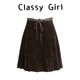 美拉德复古咖色灯芯绒半身裙女秋冬中裙撞色双腰头高腰a字百褶裙