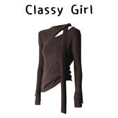 新款 辣妹棕色针织衫 挂脖上衣女2025年秋季 围巾领美拉德系穿搭毛衣