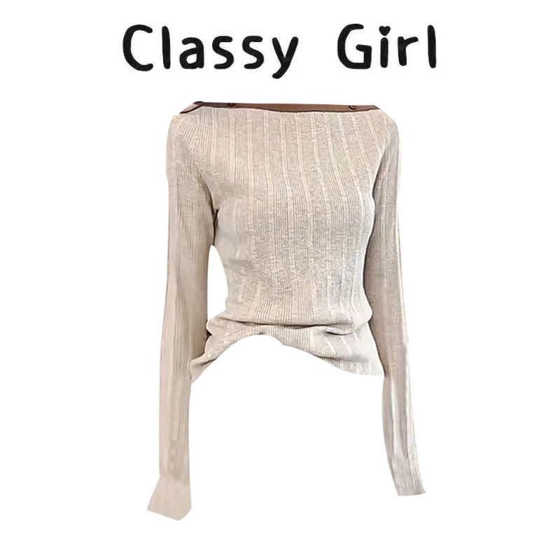 显瘦一字肩巨好看的早秋上衣