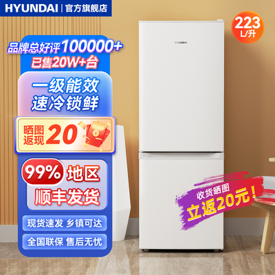 现代一级能效223升双门家用冰箱
