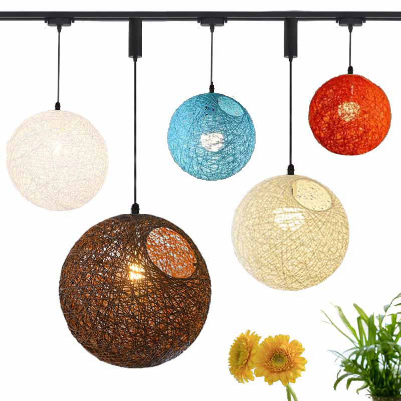 手工编织藤球吊灯日式中古风复古怀旧家用轨道店铺咖啡厅吧台吊灯
