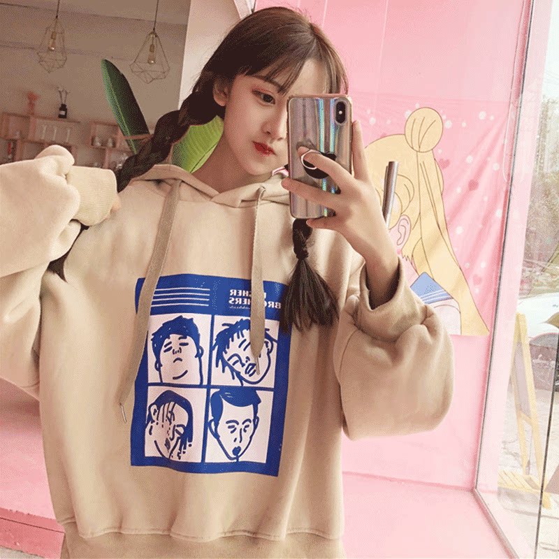 秋冬加绒加厚带帽卫衣女韩版ins潮洋气宽松bf慵懒风学生上衣外套|ruв категории Женская одежда, женской одежды - от Buy2taobao.com для оказания профессиональной услуги покупки агента Taobao
