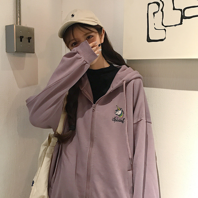 vetiver卫衣女宽松韩版ins潮原宿bf慵懒风百搭薄款长袖开衫外套春