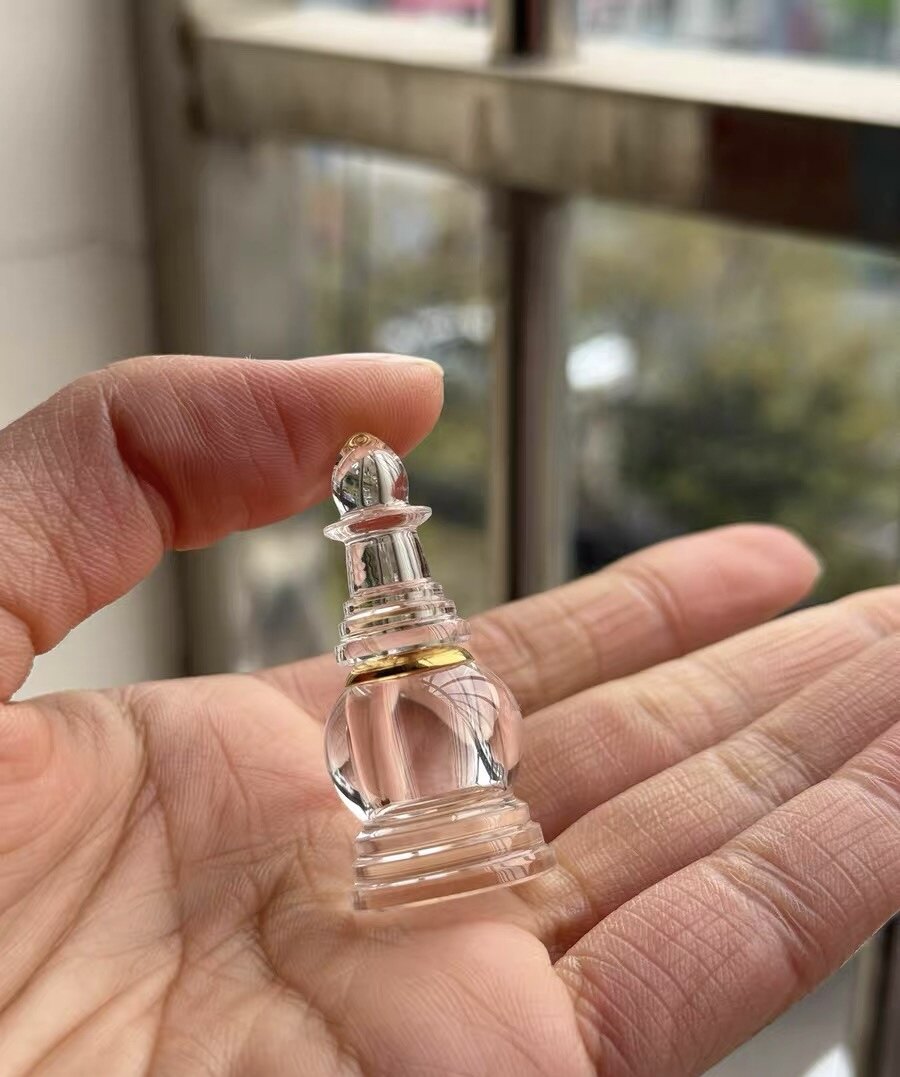 天然白水晶舍利塔摆件迷你佛塔原石精雕装藏舍利子甘露丸空瓶