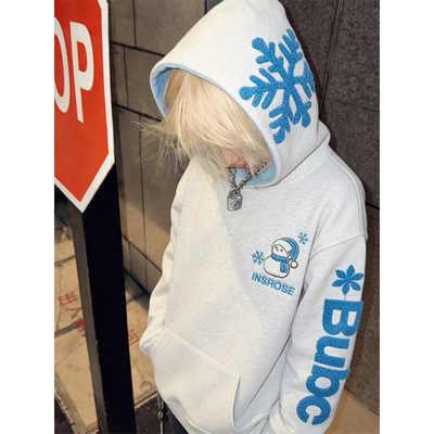 2025新建国潮雪花刺绣连帽加厚卫衣男款宽松青少年加绒套头帽衫