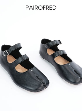 pair red手工TABI分趾鞋女浅口猪蹄鞋玛丽珍复古芭蕾舞鞋羊皮单鞋