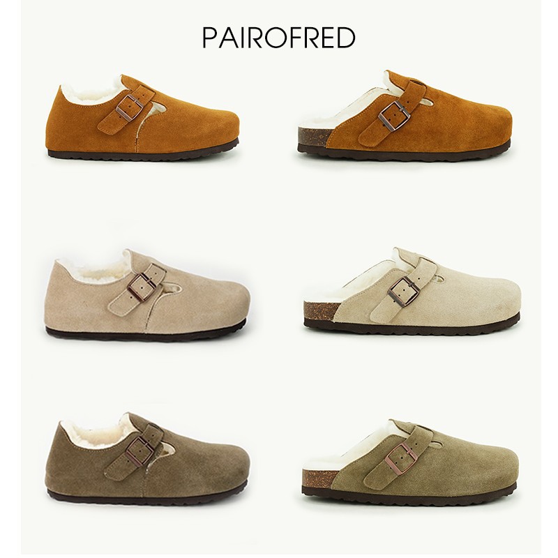 全包羊皮毛一体吐司鞋软木底真皮勃肯鞋平底加绒棉鞋毛毛鞋雪地靴