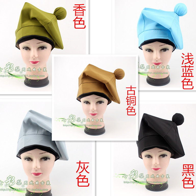 七彩梨园新款戏曲京越剧黄梅戏家丁家奴小二书童帽武松黑色素罗帽