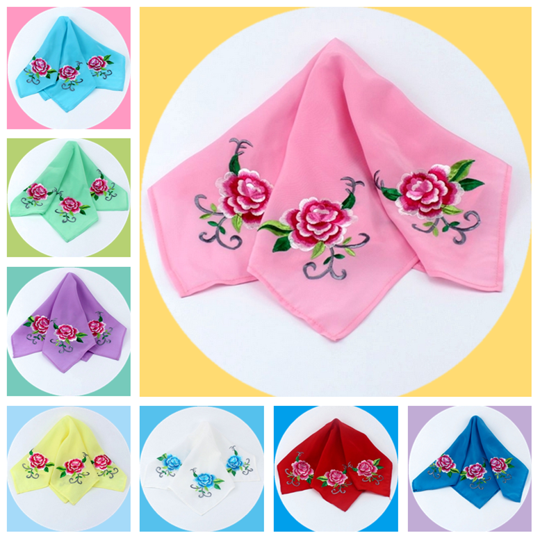 七彩梨园新款戏曲绣花黑色红色白色格格手帕舞台花旦小姐丫鬟手绢