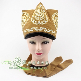 七彩梨园新款戏曲古装公公岳父冠帽老生盔帽五福捧寿香色员外帽子