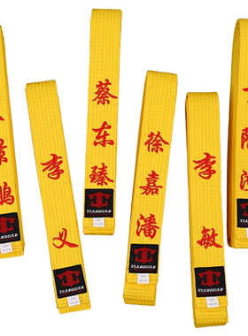 绣字定制黄绿红黑儿童跆拳道腰带