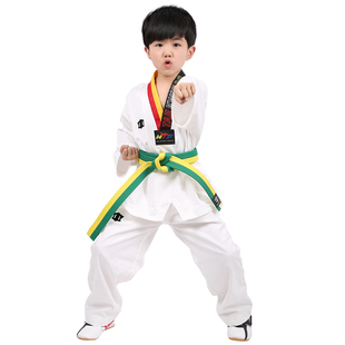 跆拳道服儿童衣服男童道服纯棉服装女教练训练服短袖道裤成人定制