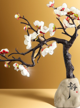 蕊杰创意腊梅中式摆件家居装饰品工艺品客厅书房酒柜卧室摆设饰品