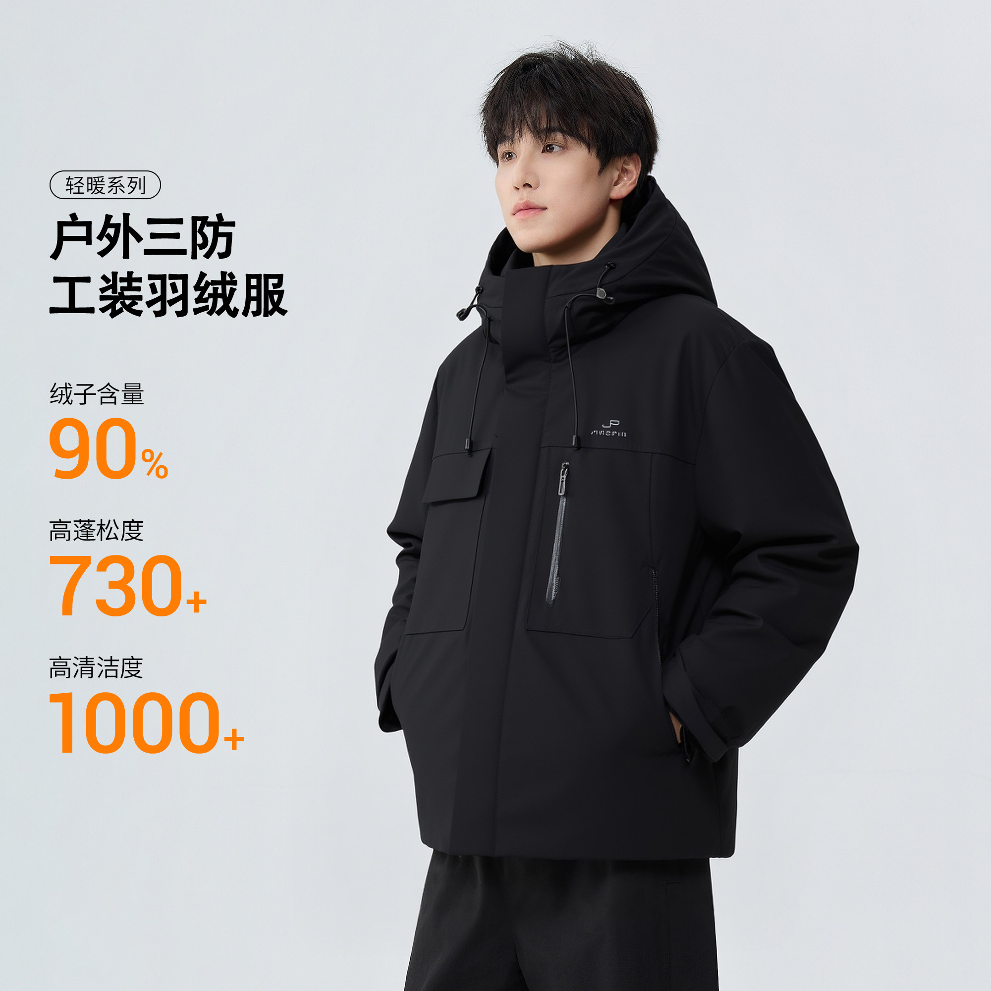 户外三防羽绒服男2025新款冬季潮牌防寒鸭绒保暖防风工装连帽外套