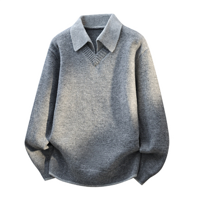 假两件V领毛衣男生秋冬季慵懒