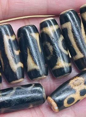 藏式天然玛瑙做旧老天珠虎牙配珠