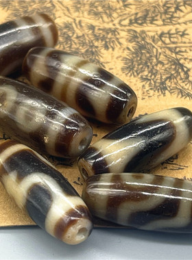 西藏玛瑙老天珠28mm包浆牙黄