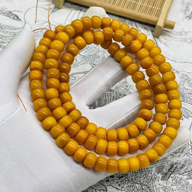 保真西藏牦牛骨老料藏式108颗手串项链佛珠念珠DIY配珠串男女款