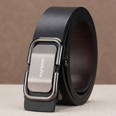 PAPLBOY男士商务休闲牛皮合金扣