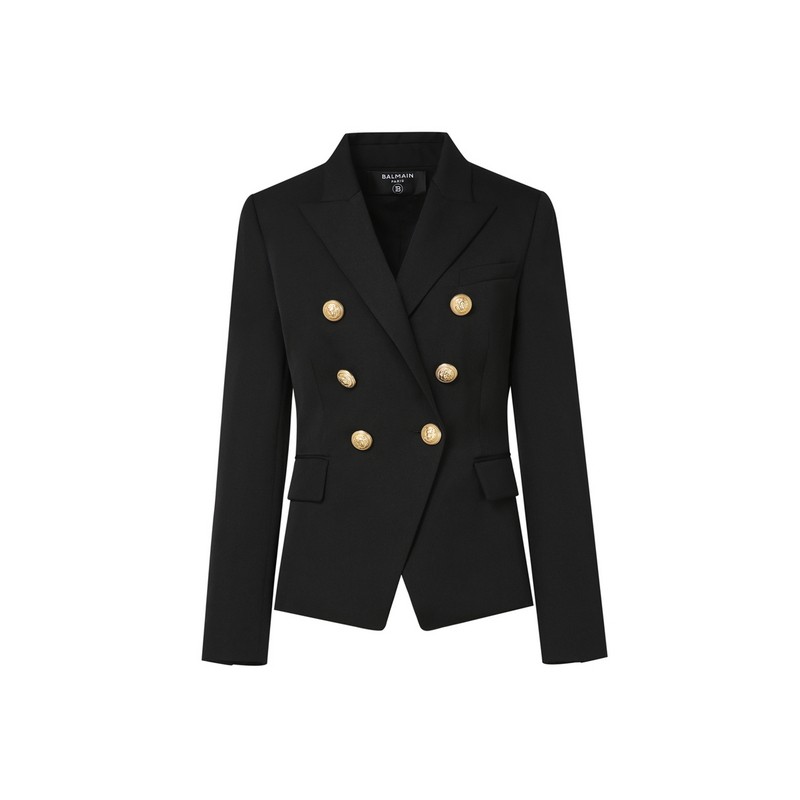balmain巴尔曼23春夏新品女士经典双排扣气质优雅羊毛短款单西